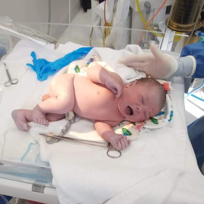 Newborn baby crying ina hospital