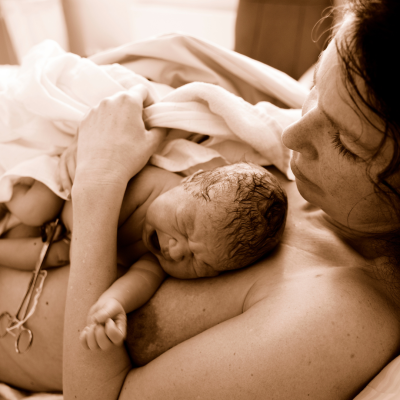 Mother holding newborn
